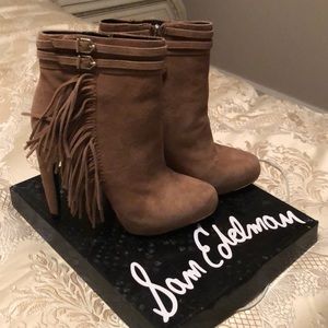 Sam Edelman Brown Ankle Boots with Fringe